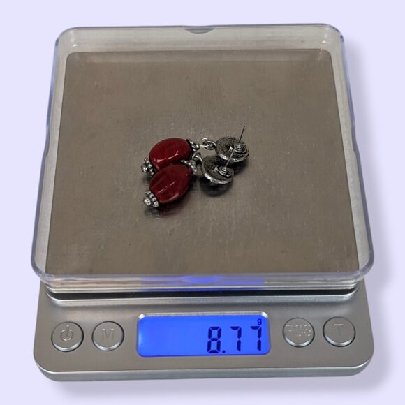 Bohemian Dangling Red Stone Earrings - Picture 5 of 5